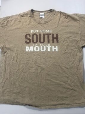 Paula Deen Home Put Some South In Your Mouth Graphic T-Shirt Size 2XL Tan Brown